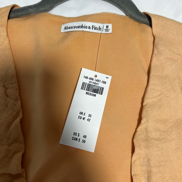 NWT Orange linen Abercrombie tie crop top - Picture 3 of 3
